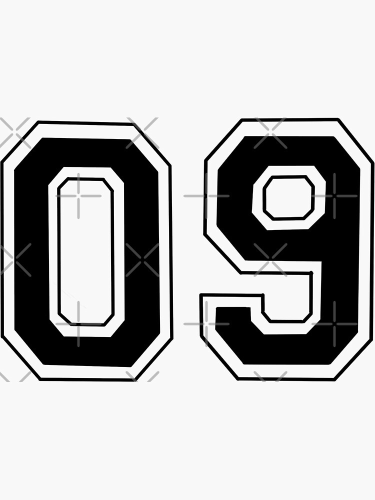 9 - number 9 - jersey number for sportsteam' Sticker