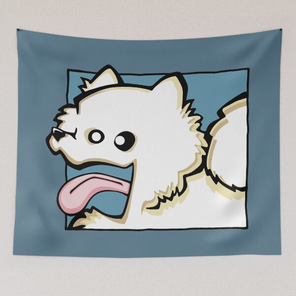 Item preview, Pomeranian - White (Face) BLUE BG designed and sold by TheChicken.