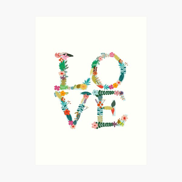 Floral L-O-V-E Letters Art Print