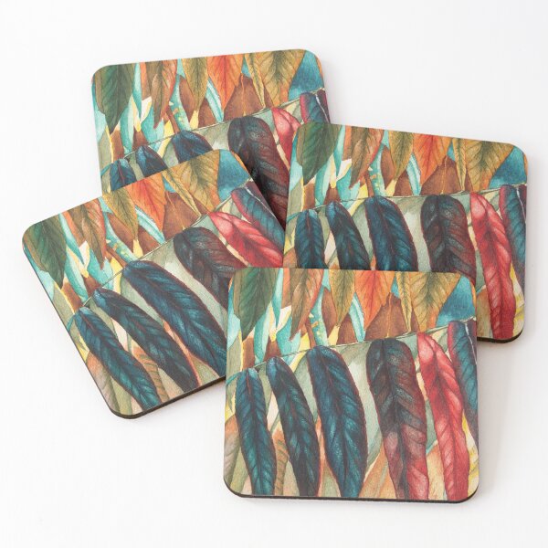 Item preview, colourful red and gold autumn leaf art  designed and sold by pollywolly.