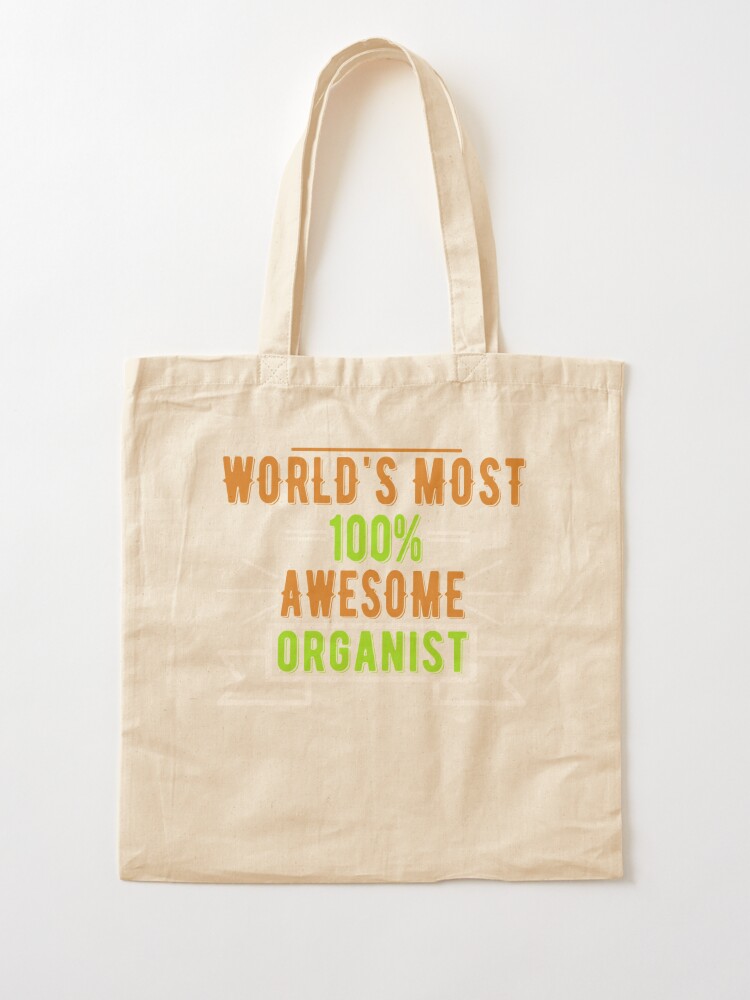 Organist Funny Tote Bag Black White Beige Shopping Cotton 