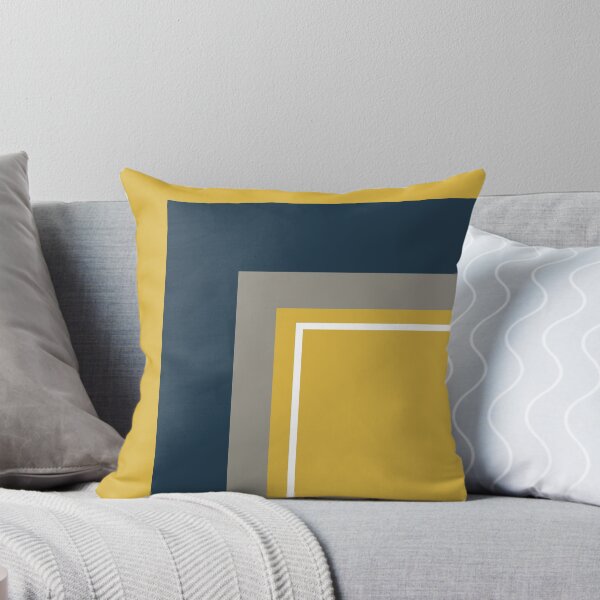 Item preview, Half Frame Minimalist Geometric Pattern in Mustard Yellow, Navy Blue, Grey, and White designed and sold by kierkegaard.