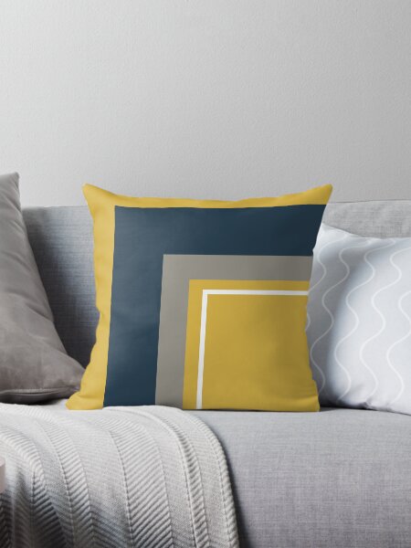 Item preview, Half Frame Minimalist Geometric Pattern in Mustard Yellow, Navy Blue, Grey, and White designed and sold by kierkegaard.