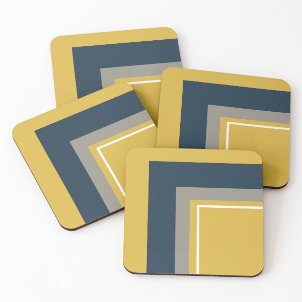 Item preview, Half Frame Minimalist Geometric Pattern in Mustard Yellow, Navy Blue, Grey, and White designed and sold by kierkegaard.