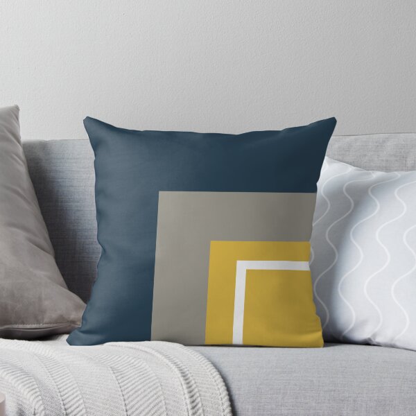 Item preview, Half Frame Minimalist Geometric Pattern 3 in Mustard Yellow, Navy Blue, White, and Grey designed and sold by kierkegaard.