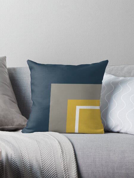 Item preview, Half Frame Minimalist Geometric Pattern 3 in Mustard Yellow, Navy Blue, White, and Grey designed and sold by kierkegaard.