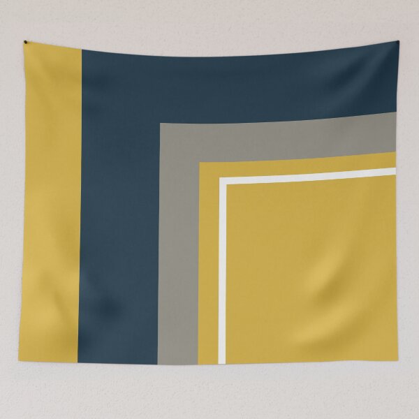 Item preview, Half Frame Minimalist Geometric Pattern 3 in Mustard Yellow, Navy Blue, White, and Grey designed and sold by kierkegaard.
