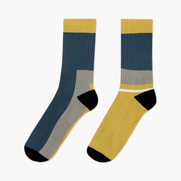 Item preview, Half Frame Minimalist Geometric Pattern 3 in Mustard Yellow, Navy Blue, White, and Grey designed and sold by kierkegaard.