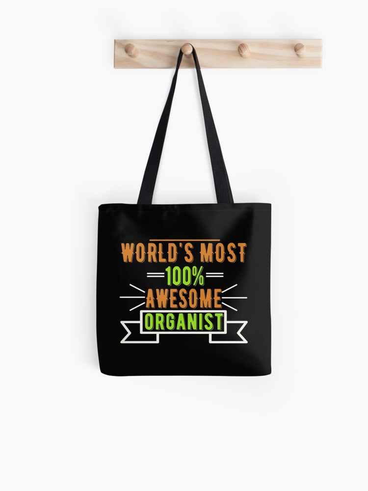 Organist Funny Tote Bag Black White Beige Shopping Cotton 