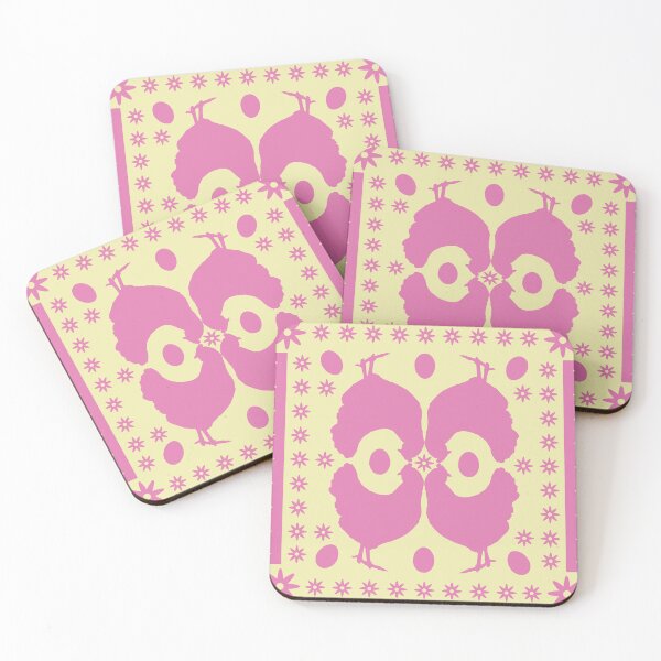 Item preview, Pink Chicken and Egg Pattern designed and sold by Rachael Martin.