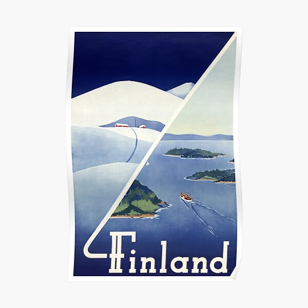 Finland for the Holidays Europe Finnish Vintage Travel Advertisement Poster 