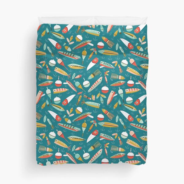 Vista previa del artículo con la obra «Señuelos de pesca azul», diseñado y vendido por Allison Romero Design.