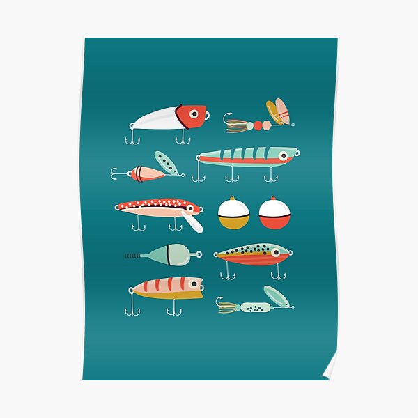 Fishing Lures Blue Poster