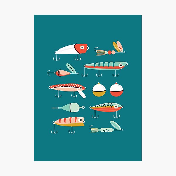 Fishing Lures Blue Photographic Print