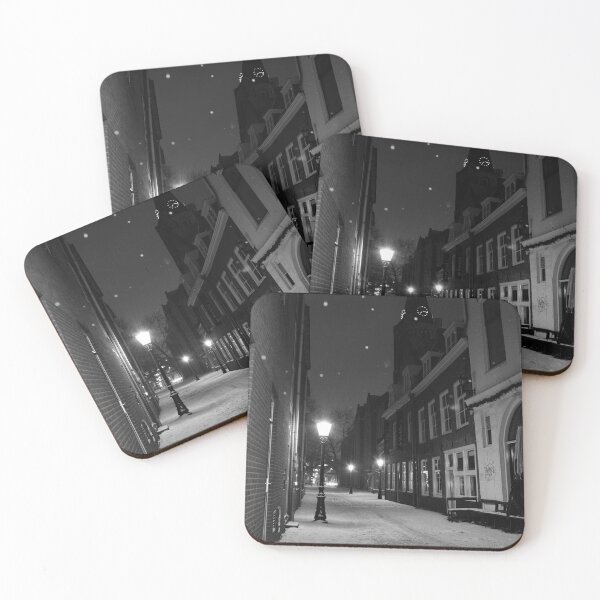 Item preview, Monochrome Dutch city snowscape designed and sold by GeorgeLemon.
