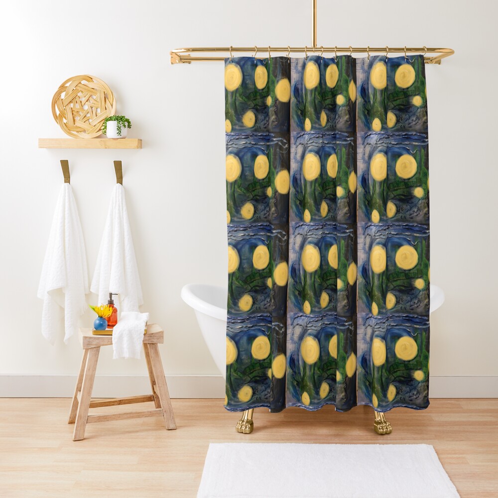 Lanterns and Monks Shower Curtain
