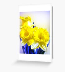 Daffodils blue yellow watercolor Greeting Card