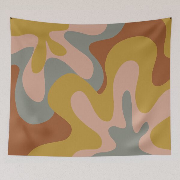 Item preview, Retro Flower Power Abstract Pattern in Earth Tones - Rust, Mustard Gold, Blush Pink, and Gray designed and sold by kierkegaard.