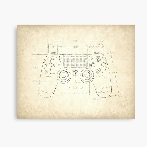 Ps4 Console Blueprint Canvas Print By Christinewilson Redbubble