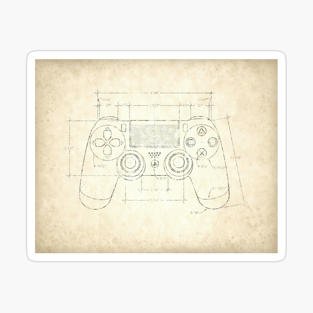 Ps4 Controller Parchment Drawing Greeting Card By Christinewilson Redbubble