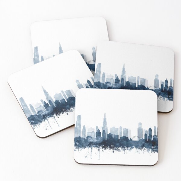 Item preview, Chicago Skyline Watercolor Navy Blue by Zouzounio Art designed and sold by zouzounioart.