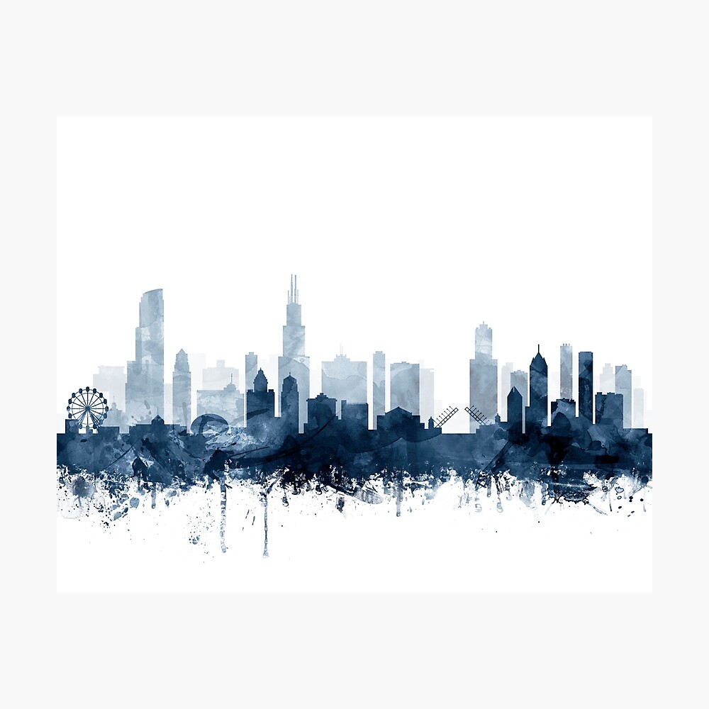 Poster Chicago Skyline With Blue Clear Sky 