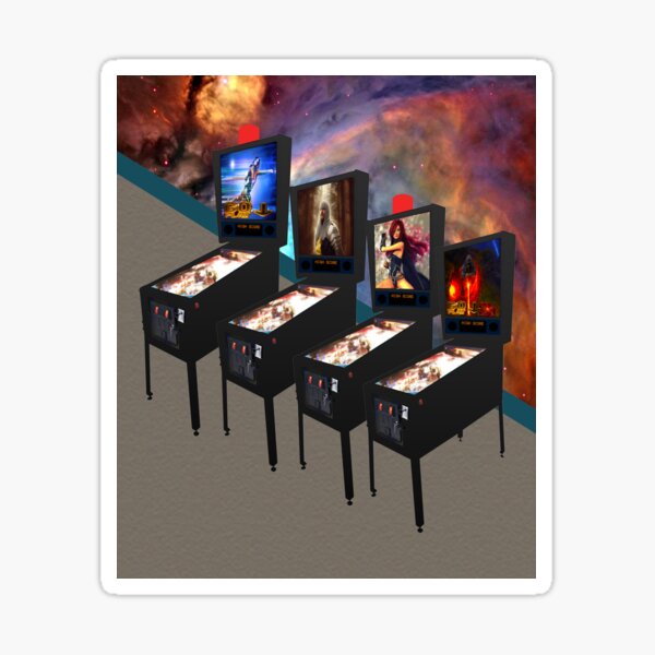 Retro Pinball Video Machines with Orion Nebula Wall, RBSSG Sticker