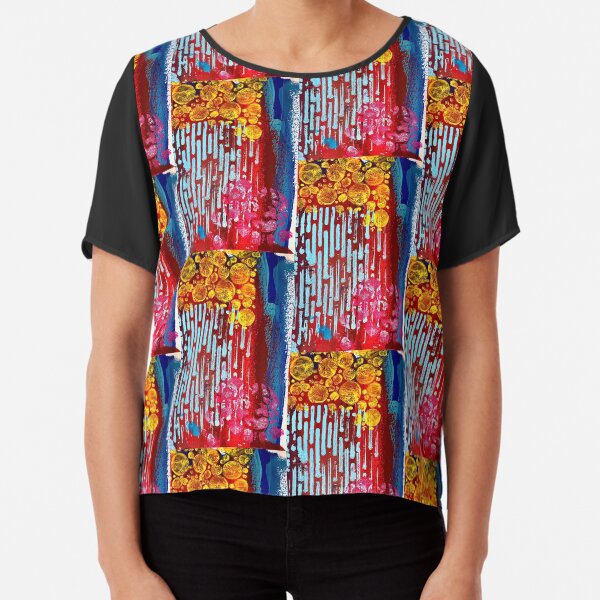 Yellow Flowers on a Blue Sky Chiffon Top