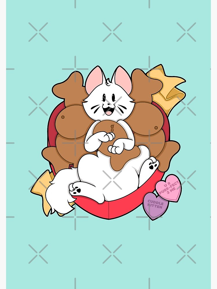 Valentines Box of Chocolates — White Cat (Longhair) by PupcakesCupcats