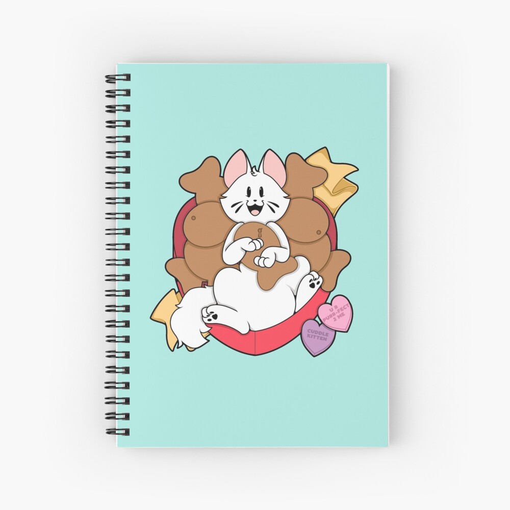 Valentines Box of Chocolates — White Cat (Longhair) Spiral Notebook