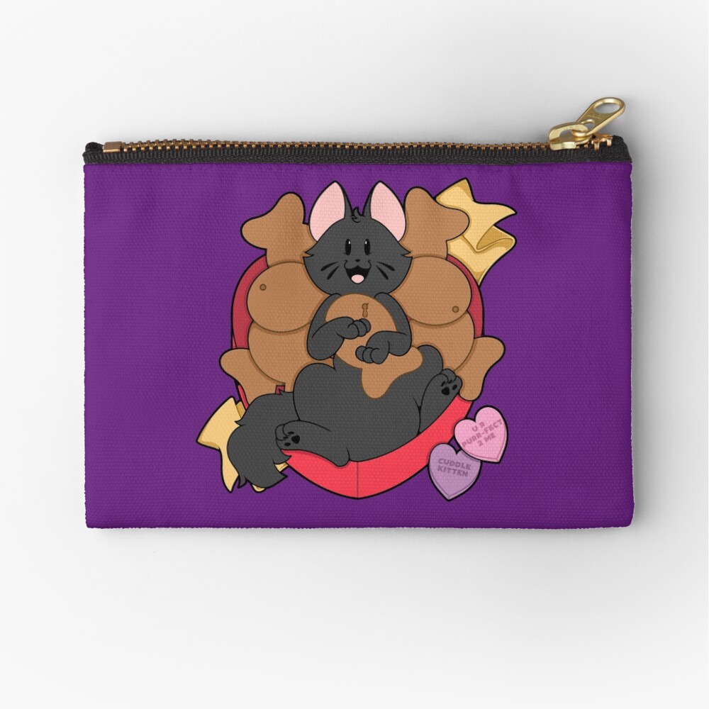 Valentines Box of Chocolates — Black Cat (Longhair) Zipper Pouch
