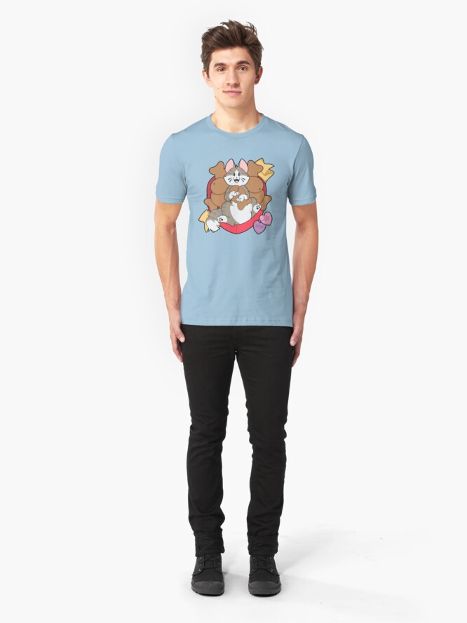 Alternate view of Copy of Valentines Box of Chocolates — Grey Striped Cat (Longhair) Slim Fit T-Shirt