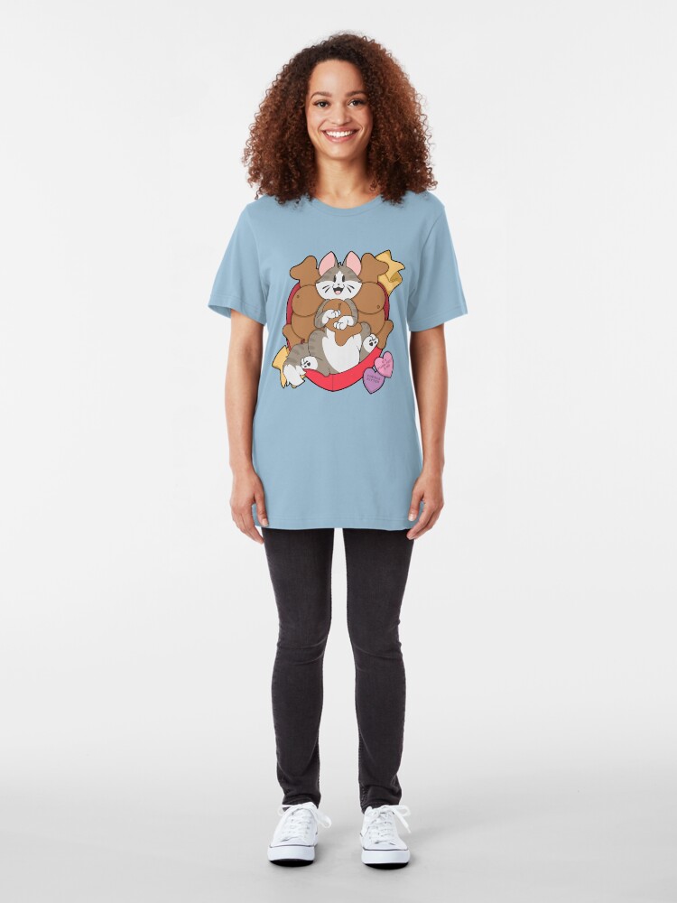 Alternate view of Copy of Valentines Box of Chocolates — Grey Striped Cat (Longhair) Slim Fit T-Shirt