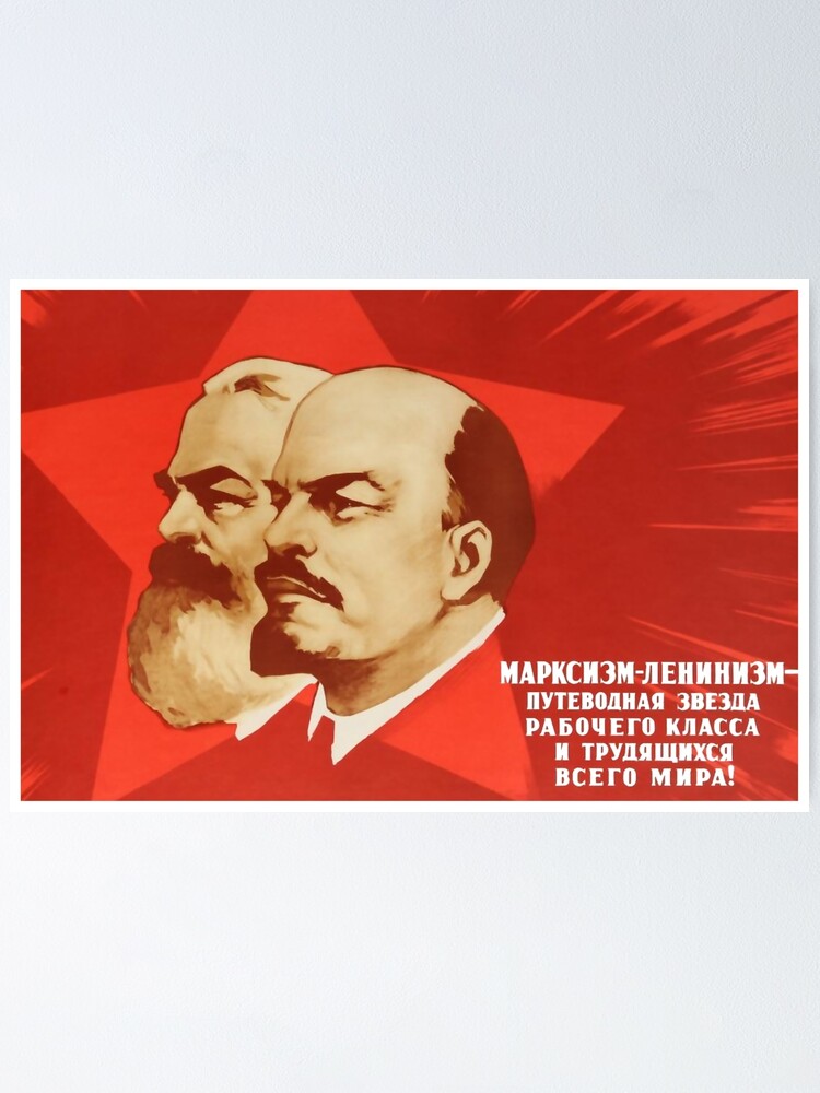 Poster Cartel De Propaganda Sovietica Marx Y Lenin De Kulakposting Redbubble