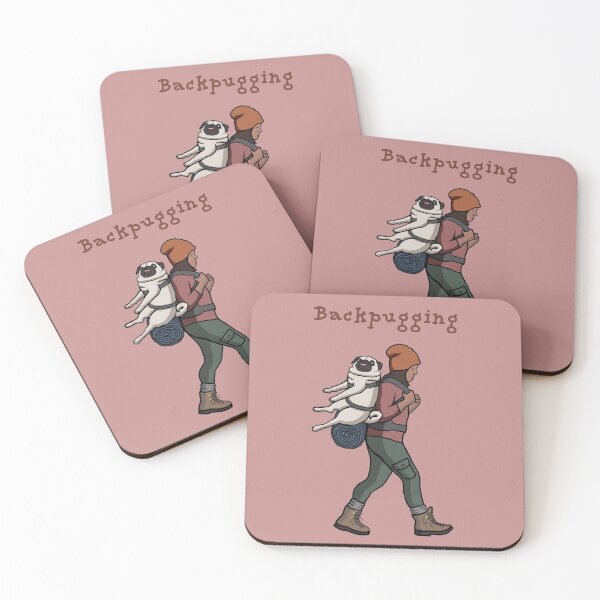 Item preview, Backpugging (Fawn Pug and Hiking Girl) designed and sold by pugventurephoto.