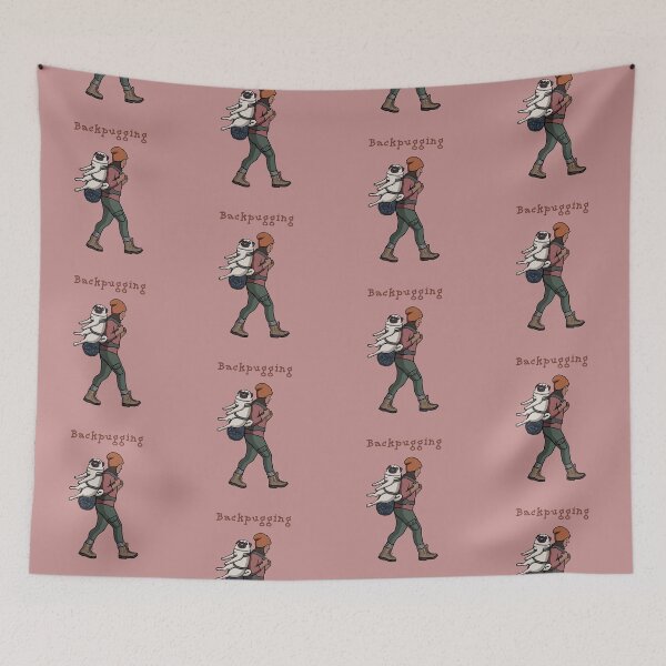 Item preview, Backpugging (Fawn Pug and Hiking Girl) designed and sold by pugventurephoto.