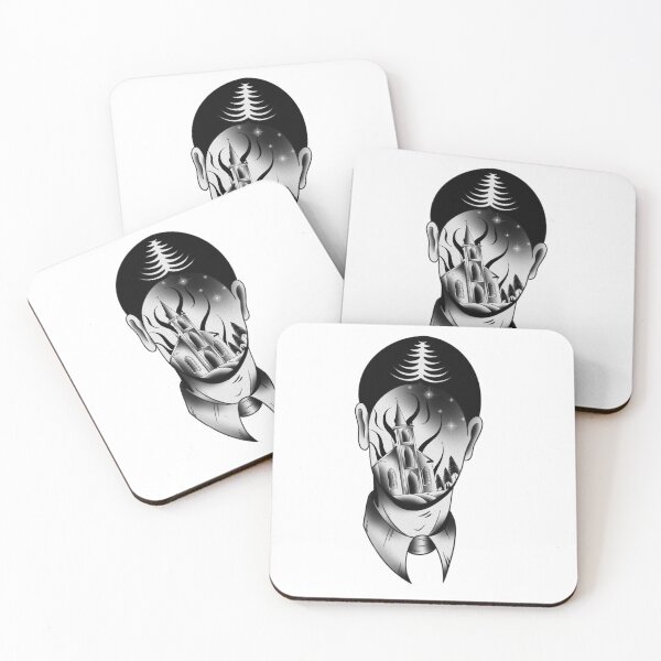 burning face Coasters (Set of 4)