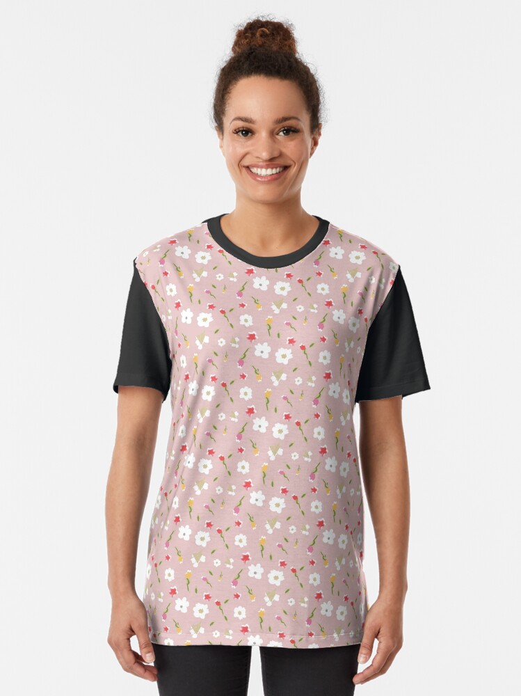 Alternate view of Spring Flowers in Rose Graphic T-Shirt