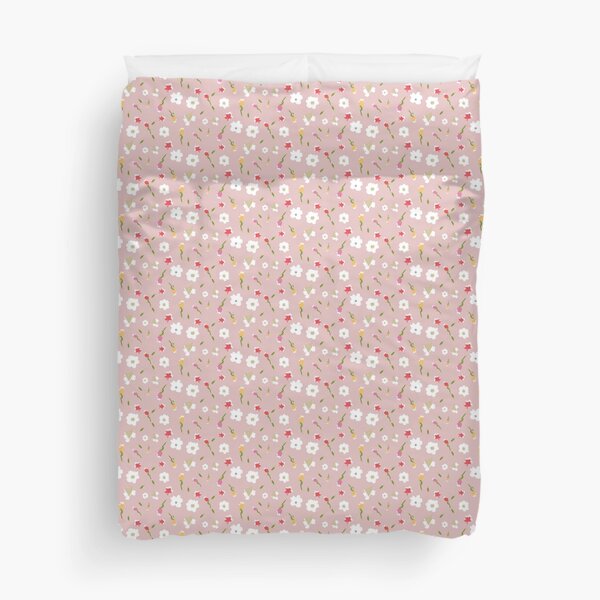 Spring Flowers in Rose Duvet Cover
