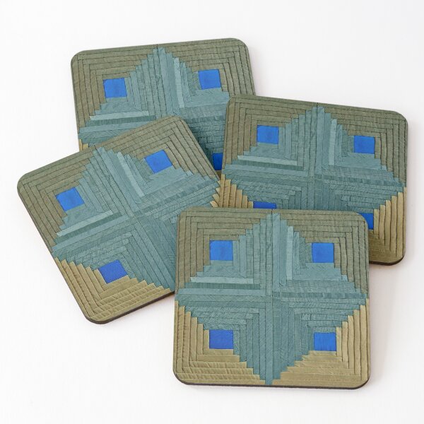 Item preview, Antique Log Cabin Quilt Block Artwork designed and sold by FuzzyHoney.