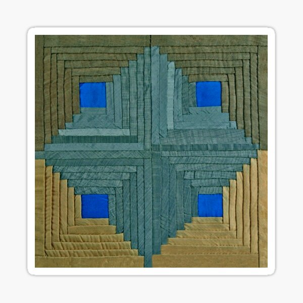 Item preview, Antique Log Cabin Quilt Block Artwork designed and sold by FuzzyHoney.