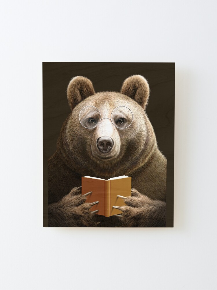 Alternate view of BEAR READING A BOOK Mounted Print