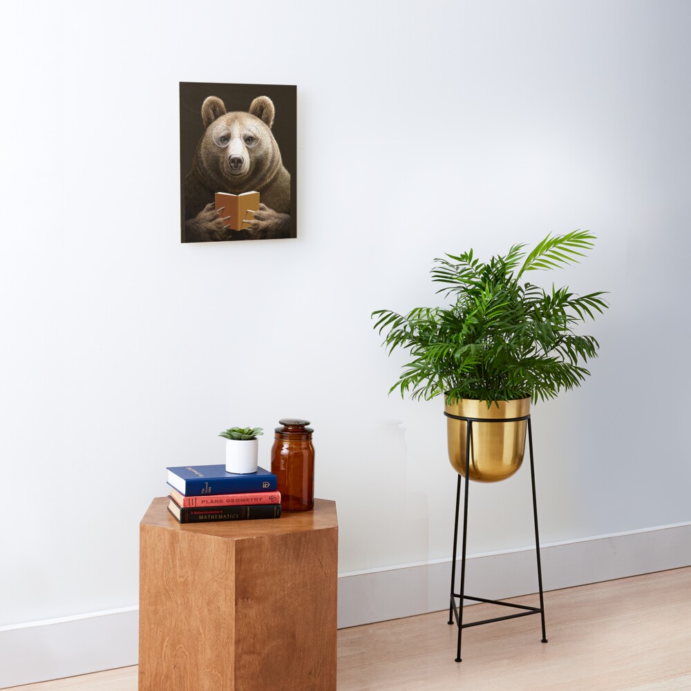 BEAR READING A BOOK Mounted Print