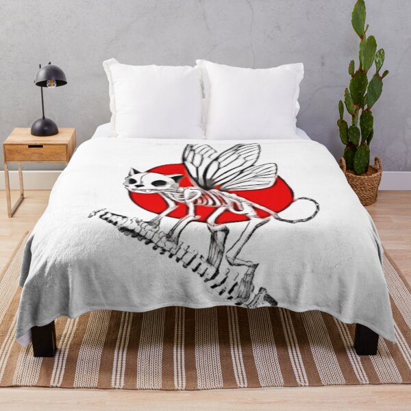 Cat Skelton Carrying Spine Throw Blanket