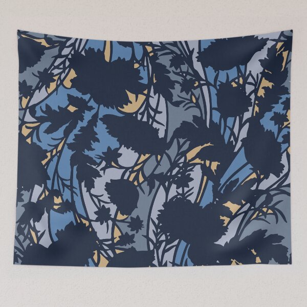 Item preview, Blue Leaves Camouflage Digital Flowers Pattern in Blue and Beige designed and sold by ShopieHome.
