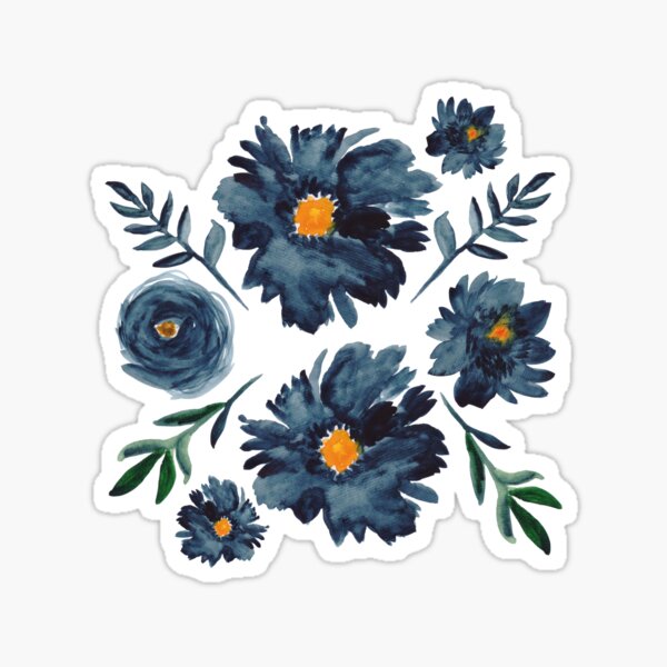 Item preview, Watercolor Flower Pattern - Classic Blue - Indigo designed and sold by Petra Lang.
