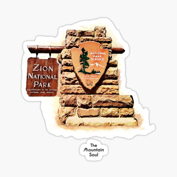 Vista previa del artículo con la obra «Parque Nacional Zion - Señal de entrada», diseñado y vendido por TheMountainSoul.