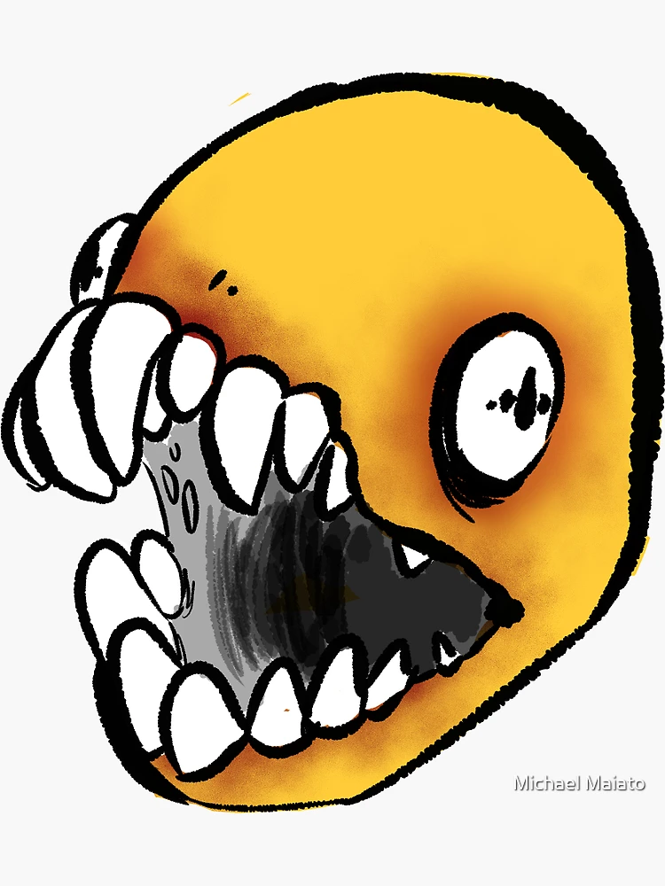 Cursed Smile Emoji Sticker for Sale by Michael Maiato