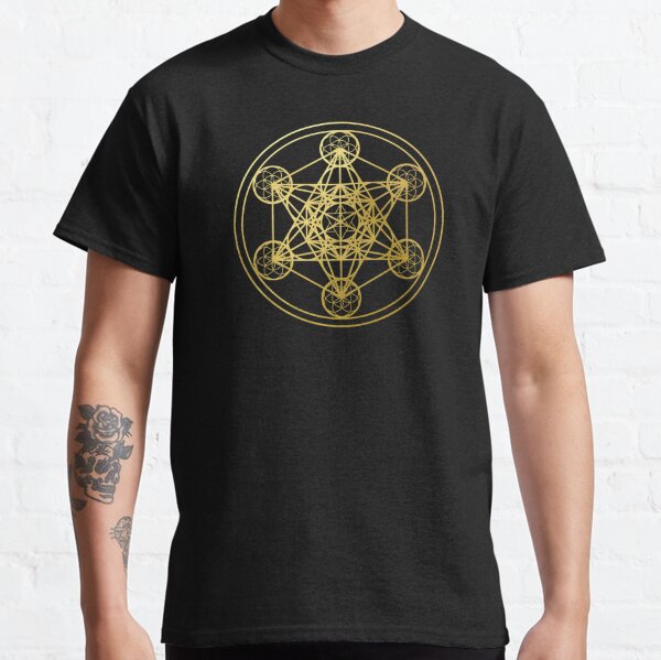 Metatrons Cube gold sacred geometry mandala esoteric symbol Kabbalah Classic T-Shirt