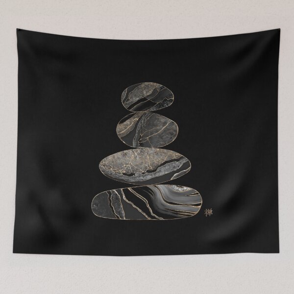 Item preview, Zen Stones Black Marble and gold designed and sold by k9printart.